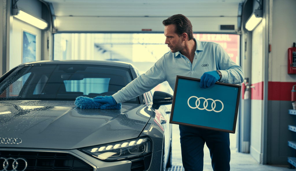 Un propriétaire d'Audi dans les Yvelines fait le detailing à domicile pour préserver le FAP et les surfaces du véhicule.