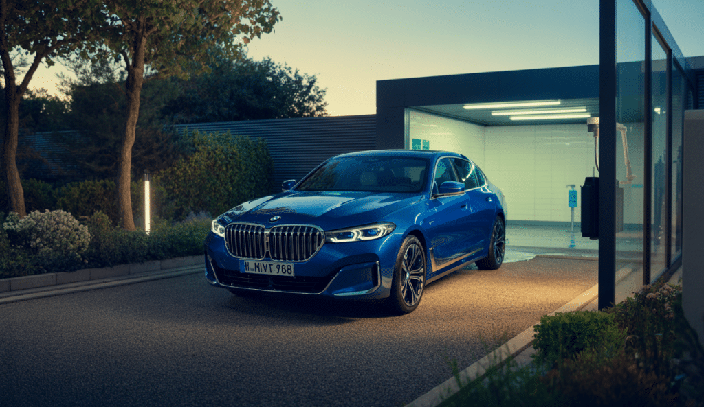 BMW propre après lavage écologique respectueux de la norme zéro rejet dans un centre detailing des Yvelines