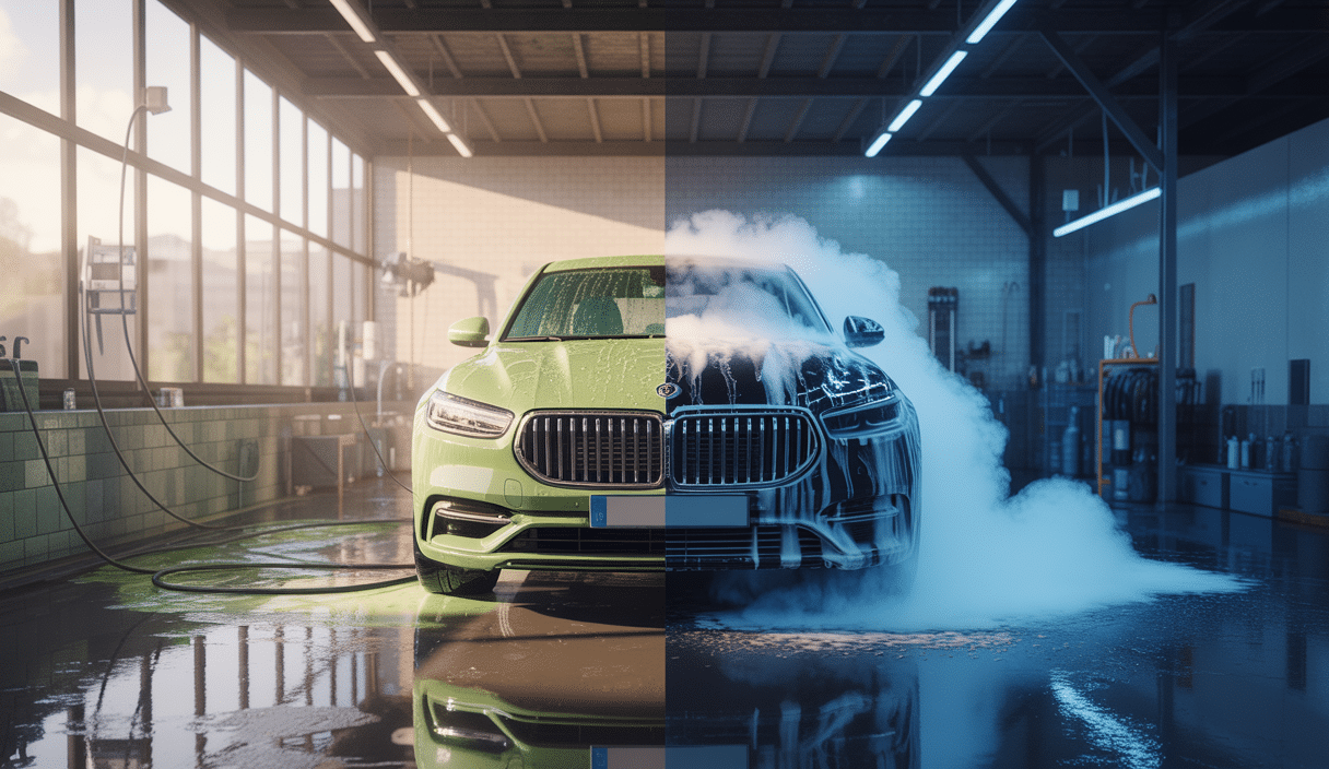 Comparaison environnementale du lavage auto intérieur par box location dans les Yvelines entre lavage traditionnel à l'eau et lavage vapeur