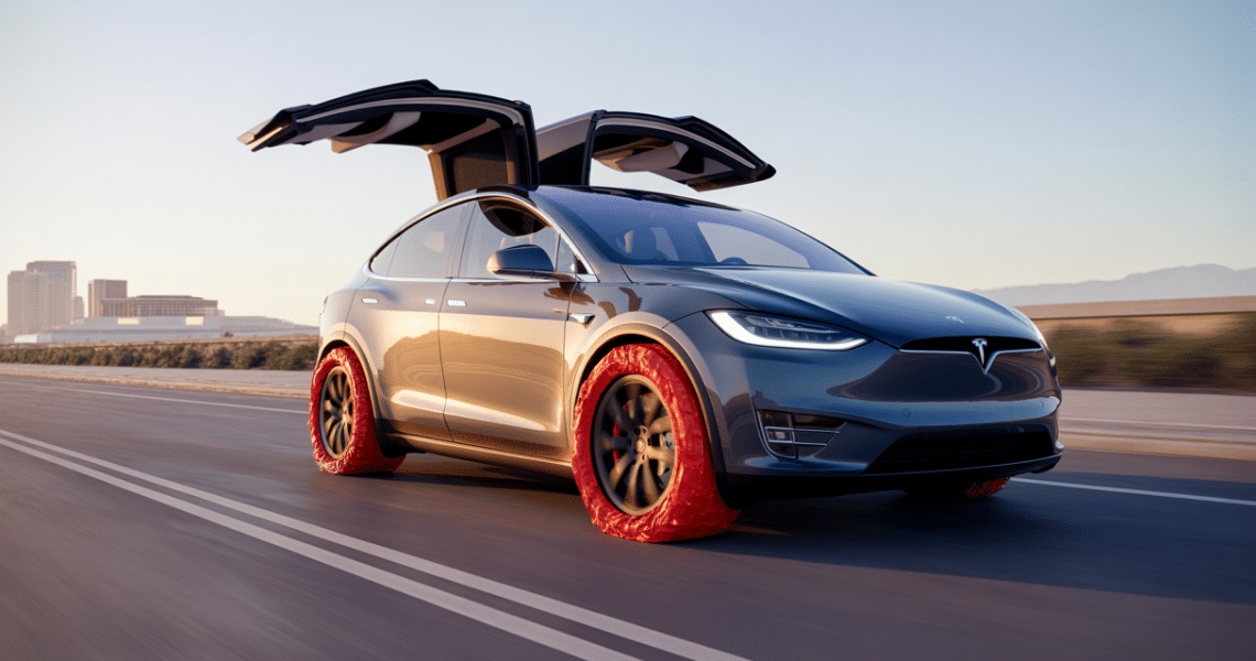 Tesla Model X 2025 avec cache-étriers de frein rouge sportif